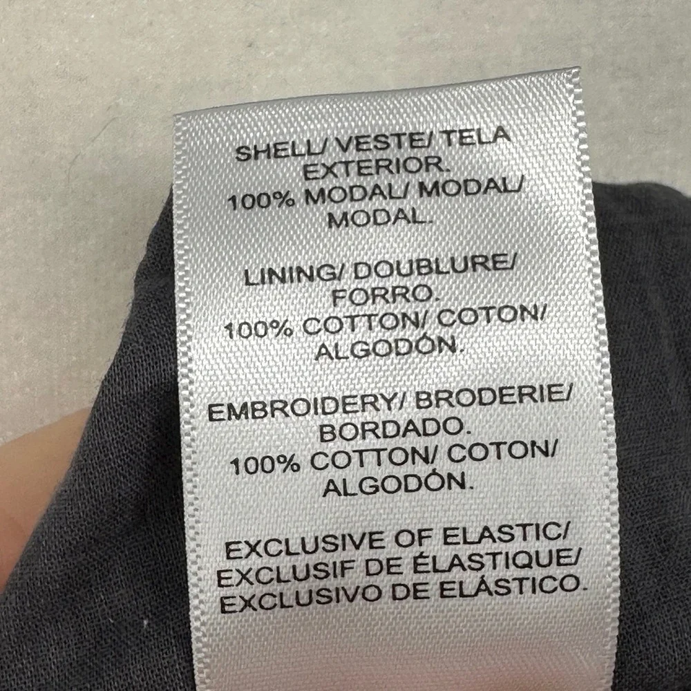 Lucky Brand Y2K Gray Eyelet Tiered Square Neck Puff Sleeve Mini Babydoll Dress M - Picture 5 of 5